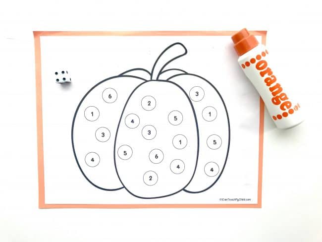 Roll and Mark Pumpkin Dot Art Activity